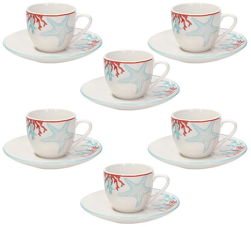 Набор чашек для эспрессо с блюдцем Metropol Alyssa 90 мл - 6 шт Tognana ME085015678