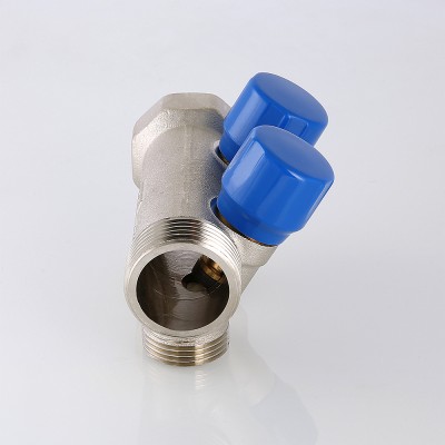 VTc.560.NE.060502 Коллектор с регулирующими вентилями и комплектом ручек Valtec 1", 2 x 3/4"  - Вид №6