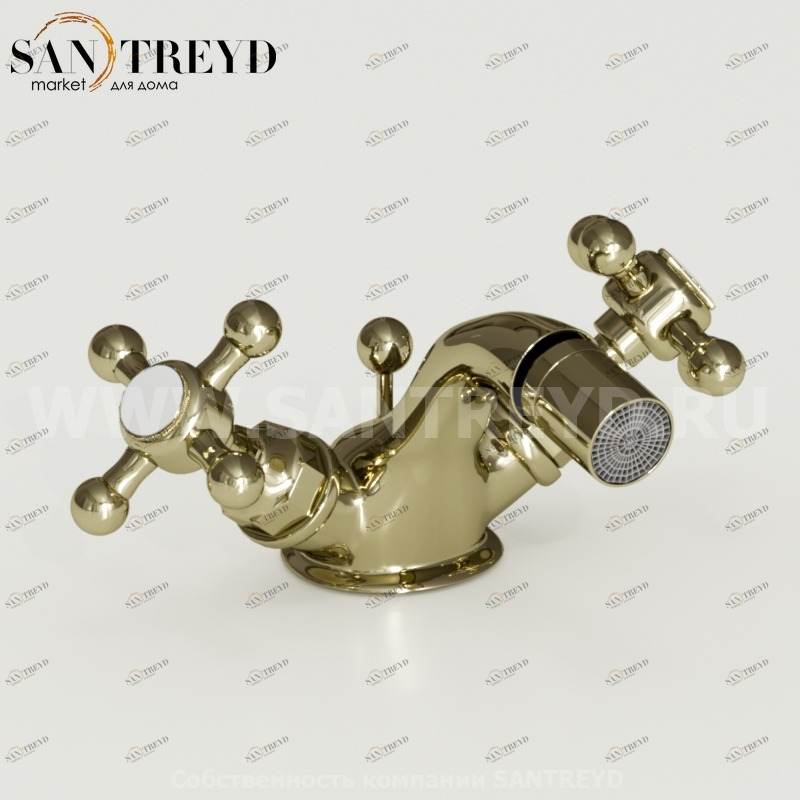 739091 Смеситель на биде на 1 отверстие, цвет Золотистый Kerasan RETRO Италия 