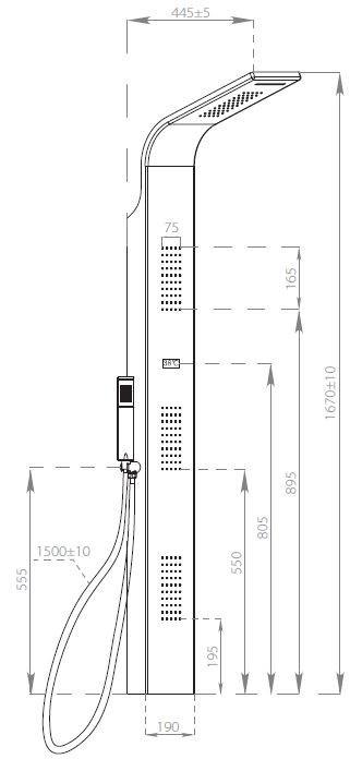 GEDY Настенная металлическая душевая стойка в современном стиле с переключателем и ручным душем sun-id-1478591 - Вид №6