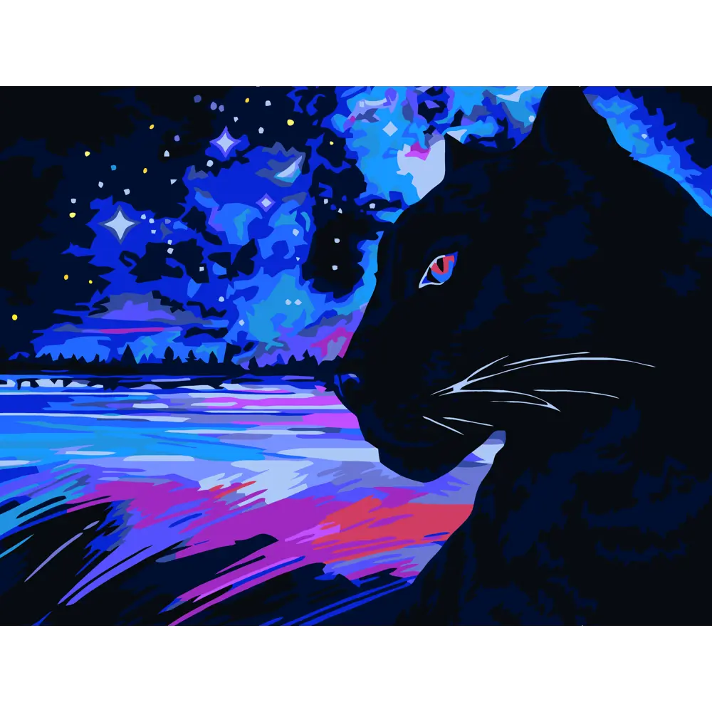 Картина по номерам Пантера 40х30 см FBRUSH STLM-2099778