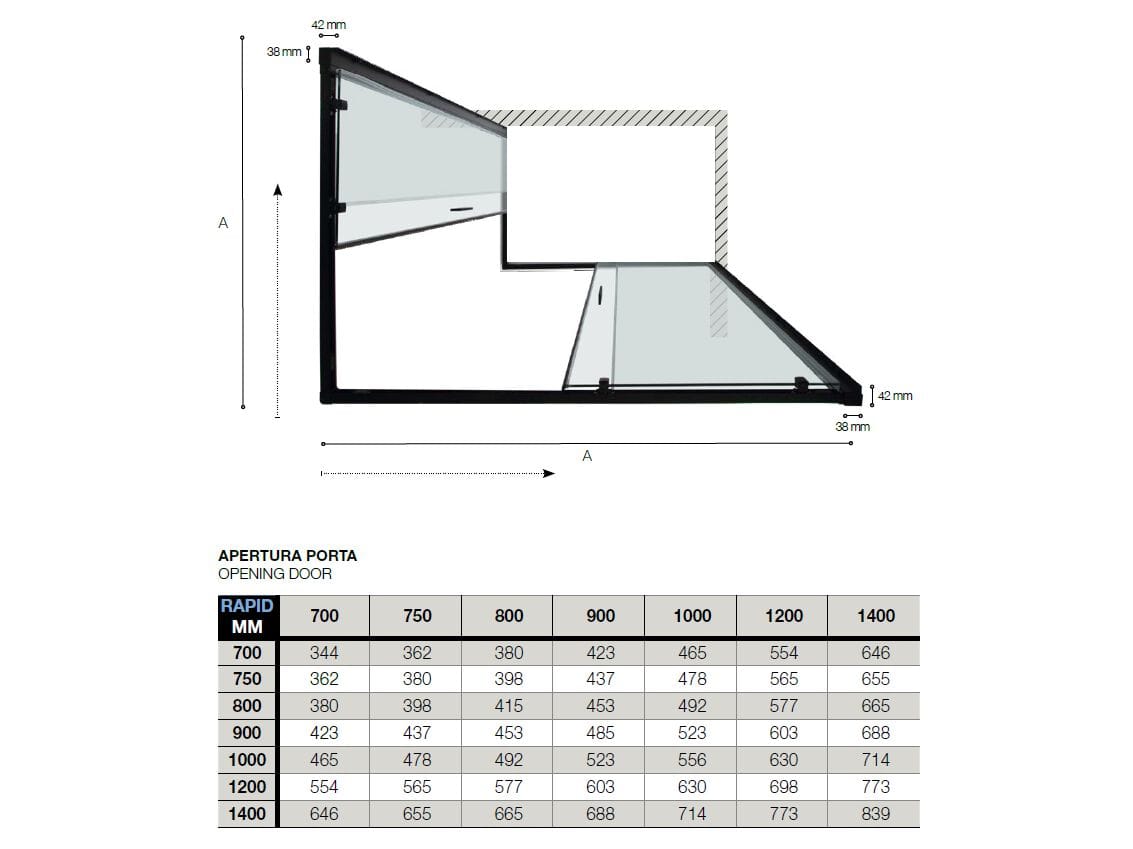 Алюминиевая и стеклянная угловая душевая кабина TAMANACO RAPID ARCH-00130654 - Вид №3
