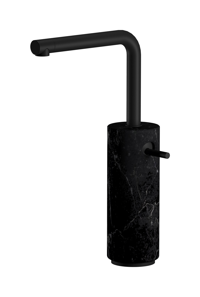 Высокий смеситель для раковины на 1 отверстие в комплекте с донным клапаном WE ARE IB mm202np_2 Matt Black Marmo