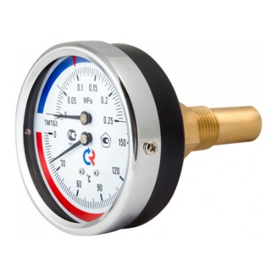 ТМТБ-31Т.0406120 Термоманометр ТМТБ-31T с задним подключением Valtec 1/2", 6 бар, 0-120 °C 
