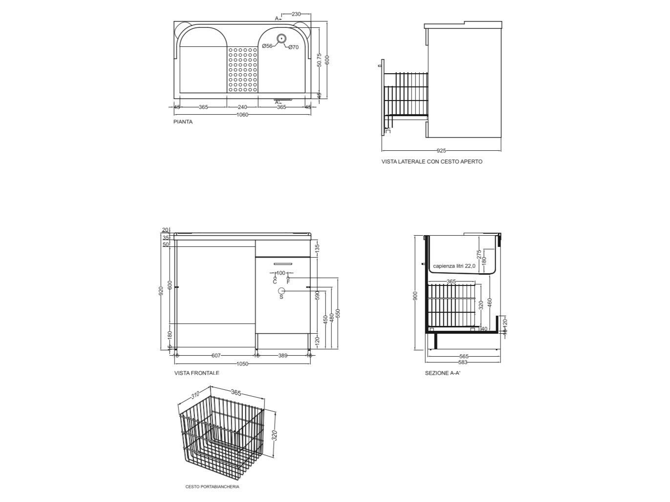 Шкаф для белья из ДСП с бельевой стойкой для стиральной машины COLAVENE Duo ARCH-00049856 - Вид №8