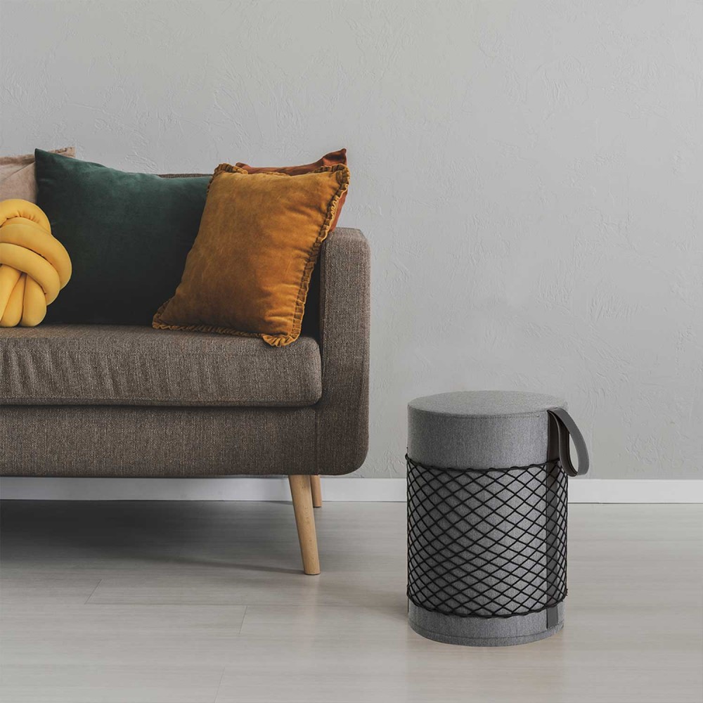 EVRLWGBMMREVER Life Design Дизайнерский табурет с ручкой - Roll Roll Базальтовый серый меланж - Коричневая ручка - Вид №15