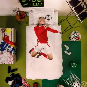 Детское постельное белье двуспальное "Футболист красный" 200х220 см SNURK  335510 Белый;красный