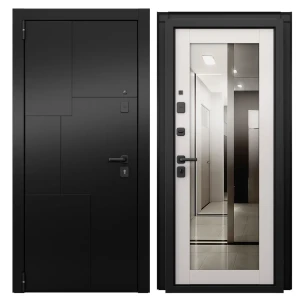 Дверь входная металлическая Волюм Скай 86x205 см левая шелк белый с зеркалом