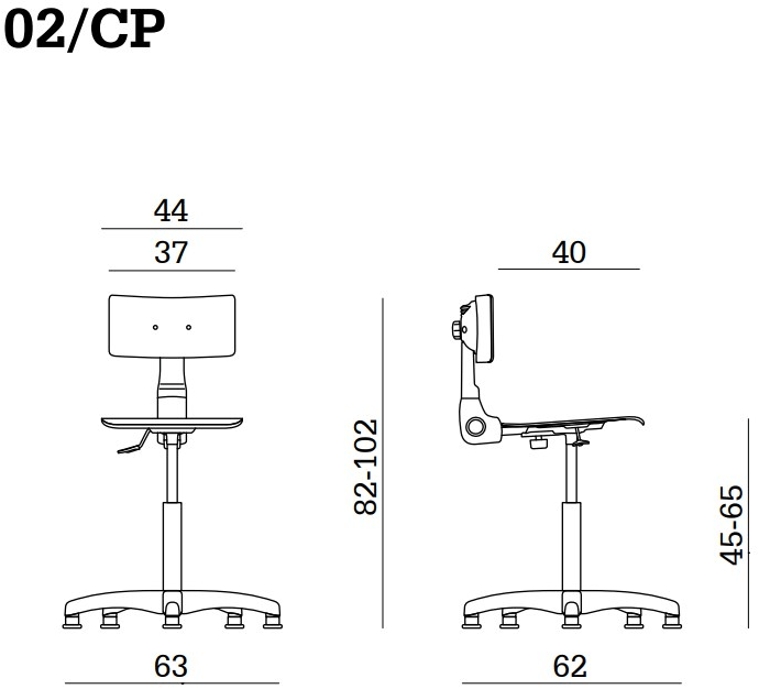 Linea Fabbrica Офисный стул с 5 спицами, регулируемый по высоте, из бука Rumba sun-id-1411597 - Вид №2