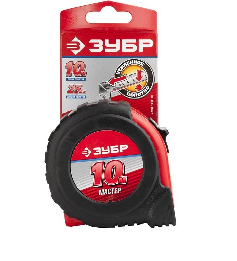 Рулетка Зубр Мастер 10мх25мм обрезиненный корпус 8242 - Вид №2