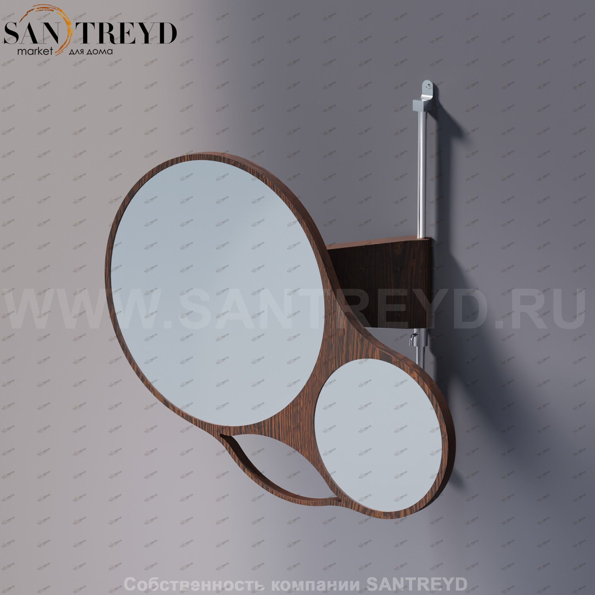 Agape SPIN Регулируемое зеркало в раме из фанеры под коричневый дуб ASPE013RU