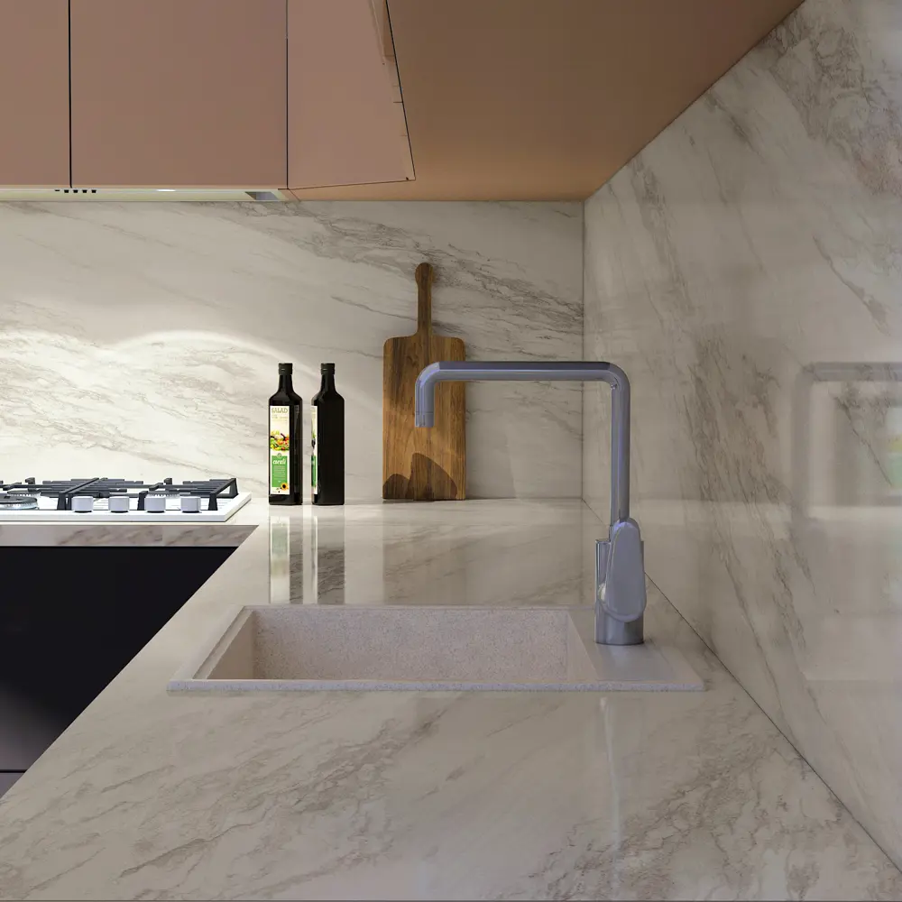 Столешница KONSENSA Стоун 300x60x3.8 см ДСП цвет бежевый ДСП Прямой угол STLM-2164974 - Вид №4