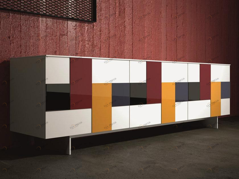 Dall'Agnese Буфет из лакированного цветного стекла с распашными дверцами Glass sun-id-1510169