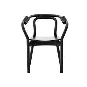 Стул из ясеня Knot 72х58.5х50.5 см, черный-черная оплетка