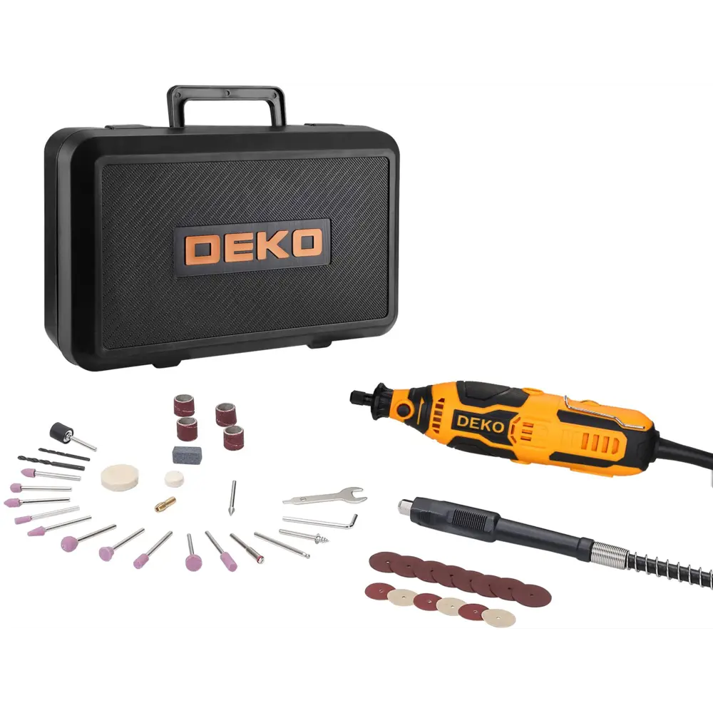 Гравер DEKO ZKRT200E с регулировкой скорости 200 Вт и набором аксессуаров 43 предмета 89370296 STLM-1353508