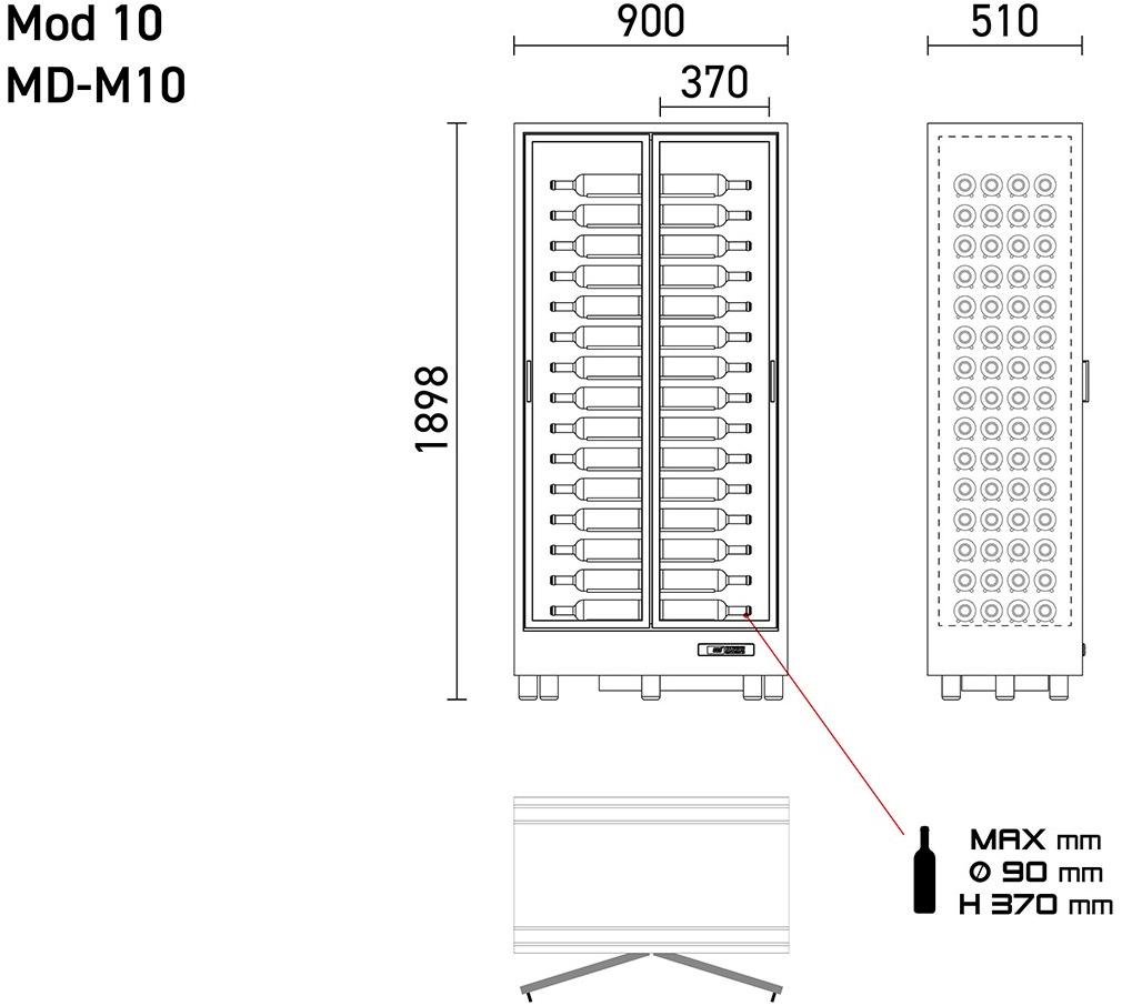 EXPO Алюминиевый винный шкаф со стеклянными дверцами Mod 10 Md-h10/md-m10/md-c10 - Вид №8