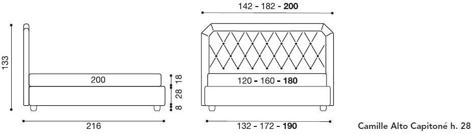 Twils Односпальная или двуспальная кровать с изголовьем капитоне Camille sun-id-1437806 - Вид №2