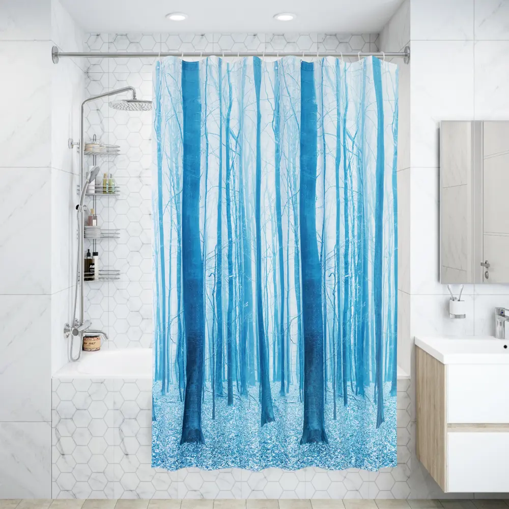 Штора для ванны Bacchetta Forest с кольцами 180x200 см полиэстер , цвет мультиколор 84621381 STLM-2160515 Шторы текстильные