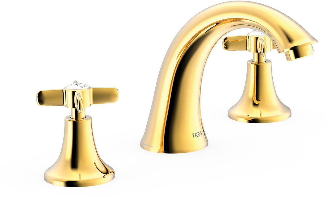 Смеситель для раковины TRES CLASIC с 3 отверстиями на бортике-24210601OR TRES