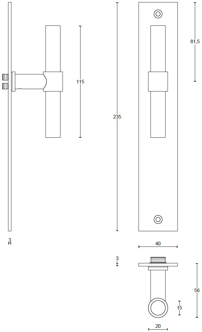 Formani Ручка из нержавеющей стали с матовым покрытием на пластине One Pbt15xlp236sfc - Вид №1