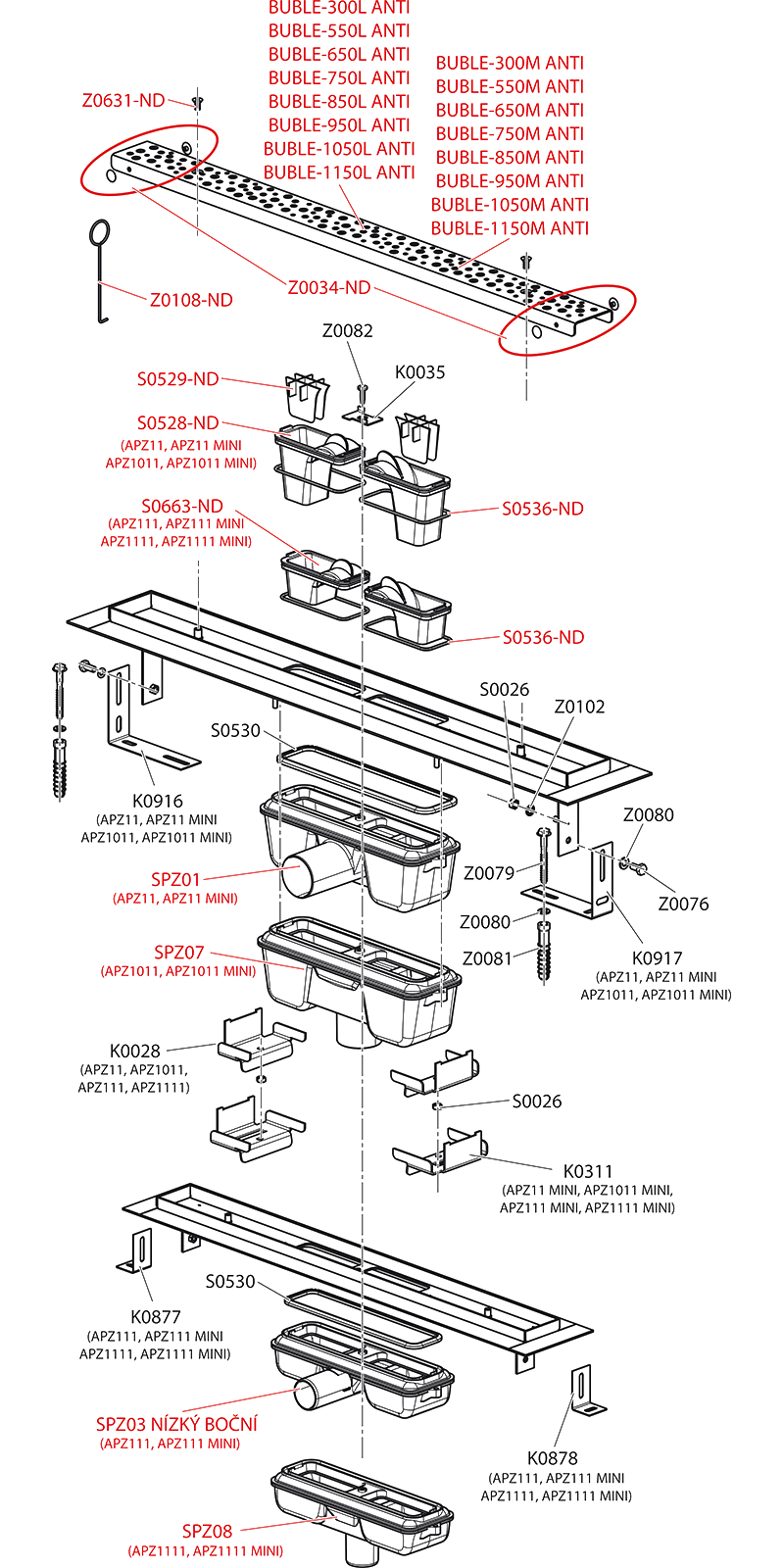 Водоотводящий желоб Antivandal с решеткой ALCAPLAST APZ111LOW - Вид №2