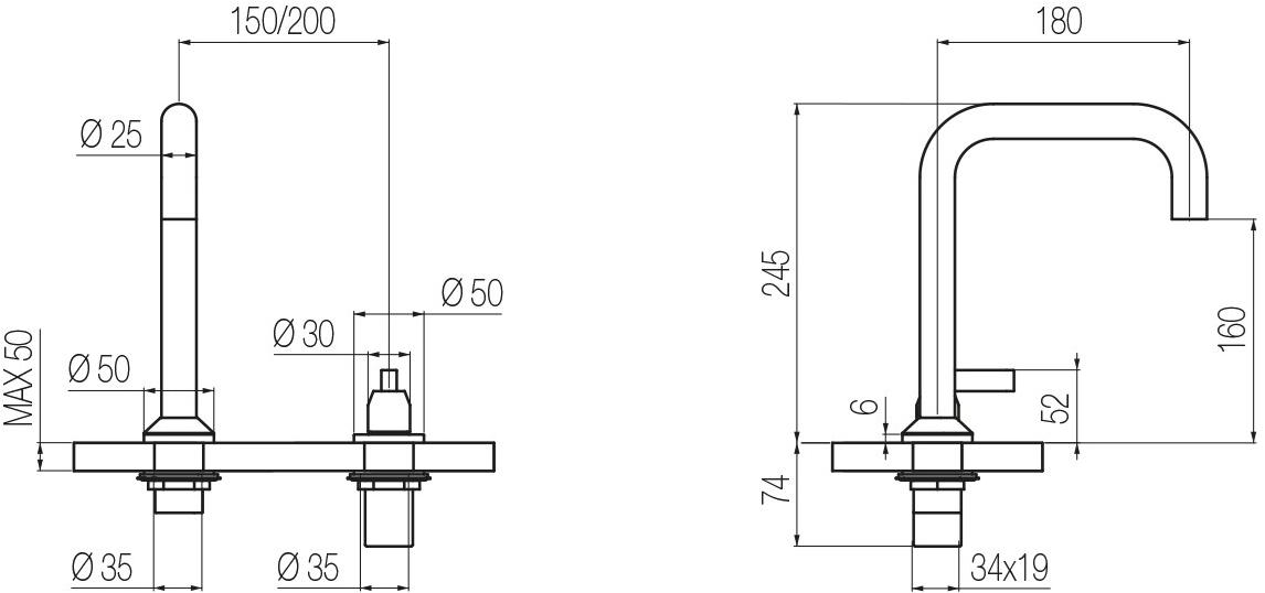 GEDA Смеситель для раковины на 2 отверстия из латуни Koè Koe8 Santreyd - Вид №1