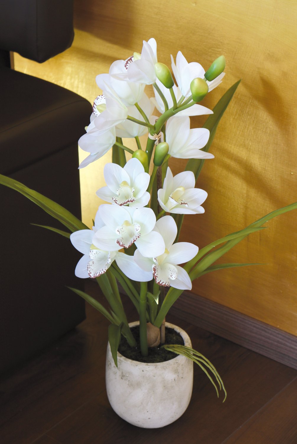 2532 778 a3 Пластиковая орхидея цимбидиум, горшок, 71 см, горшок, real touch soft, бежево-белый H-andreas  - Вид №3