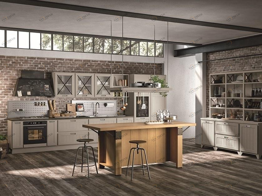 Cucine Lube Кухня из лакированной древесины с ручками Provenza sun-id-1478914