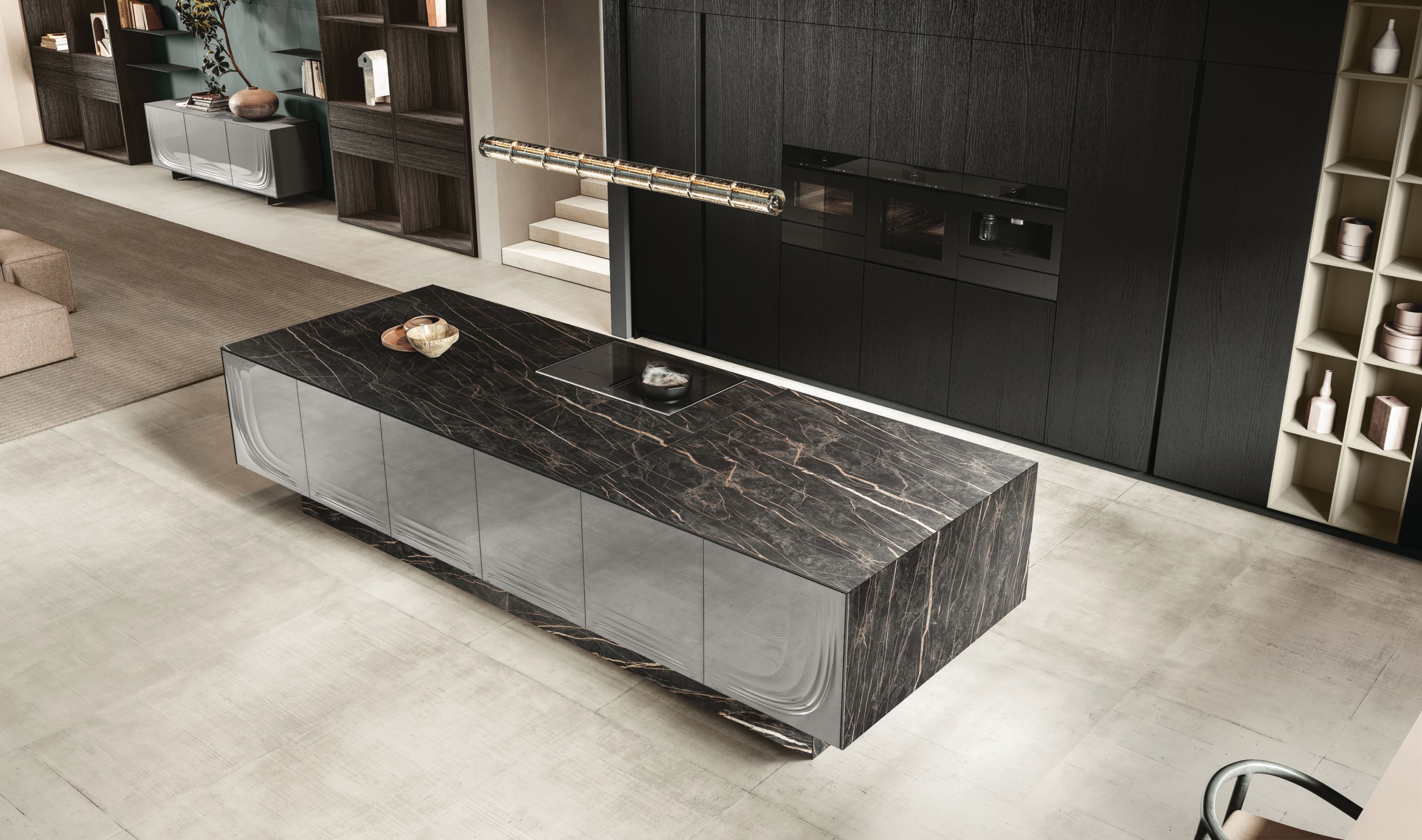 Встроенная кухня из Laminam® и стекла с островом Febal Casa Onda ARCH-00099934 - Вид №8