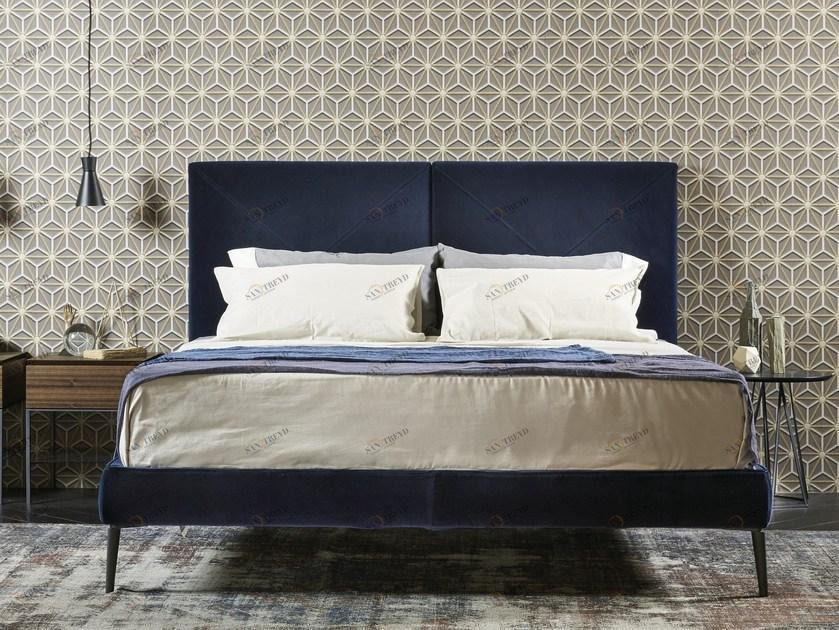 EmmeBi Двуспальная кровать из бархата с мягким изголовьем sun-id-1488563