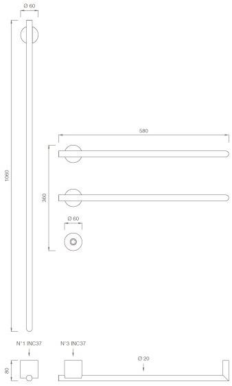 Ceadesign Настенный электрический модульный полотенцесушитель из нержавеющей стали Equilibrio Eqb 53 - Вид №1
