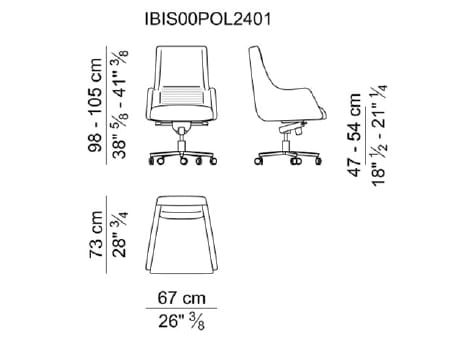 Кожаное вращающееся офисное кресло с колесами i 4 Mariani IBIS ARCH-00064594 - Вид №3
