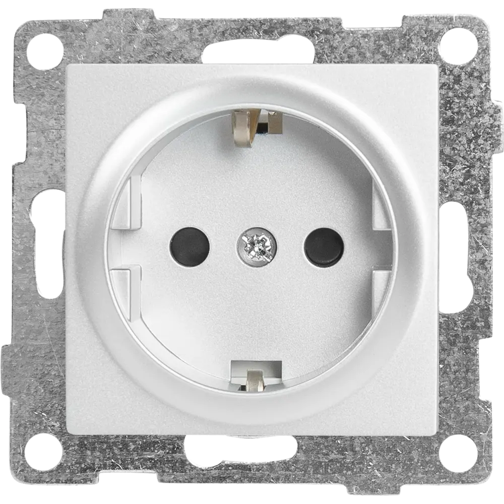 Розетка встраиваемая GUSI Electric с защитными шторками серебристая 83864425 Ugra STLM-0045208 - Вид №1