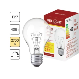 Лампа накаливания Bellight E27 40Вт груша с теплым желтым светом 89365476