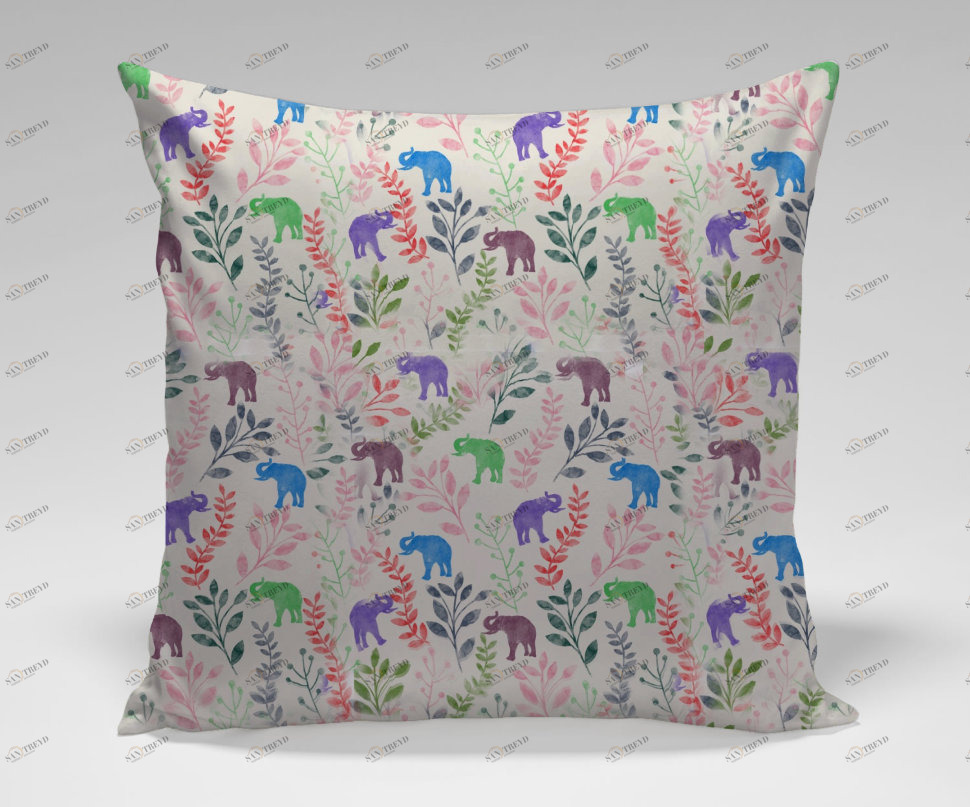 Подушка White Elefant by Amir Faysal ICON DESIGNE РАСТЕНИЯ, СЛОН 119868 Белый 