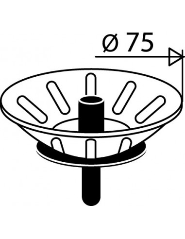 390700 000 00  Корзина для ручного слива под раковину 90 мм, Д. 75 мм, нержавеющая сталь Valentin Хром  - Вид №2