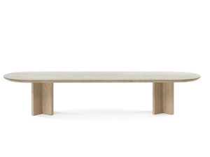 Овальный журнальный столик из травертина