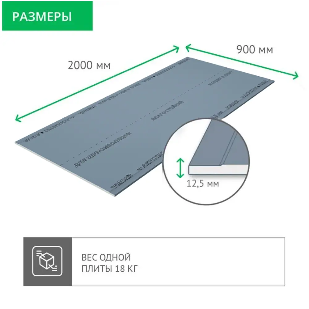 Vetonit Акустик Аква - влагостойкий гипсокартон с шумоизоляцией 87021984 STLM-0072869 - Вид №3