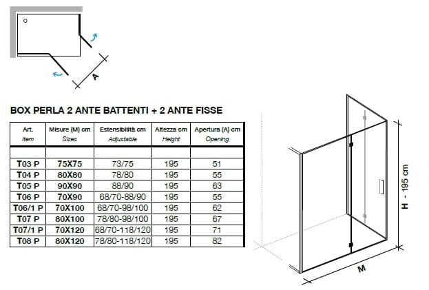 Угловая душевая кабина из хрусталя с распашной дверью Metidea топ ARCH-00150352 - Вид №1
