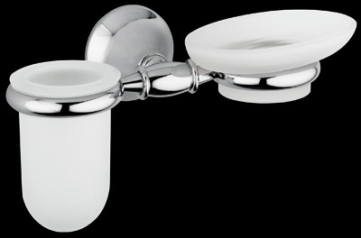 TM144 Мыльница и стакан из матового стекла с держателем, подвесной комплект bagno&associati TEMPO