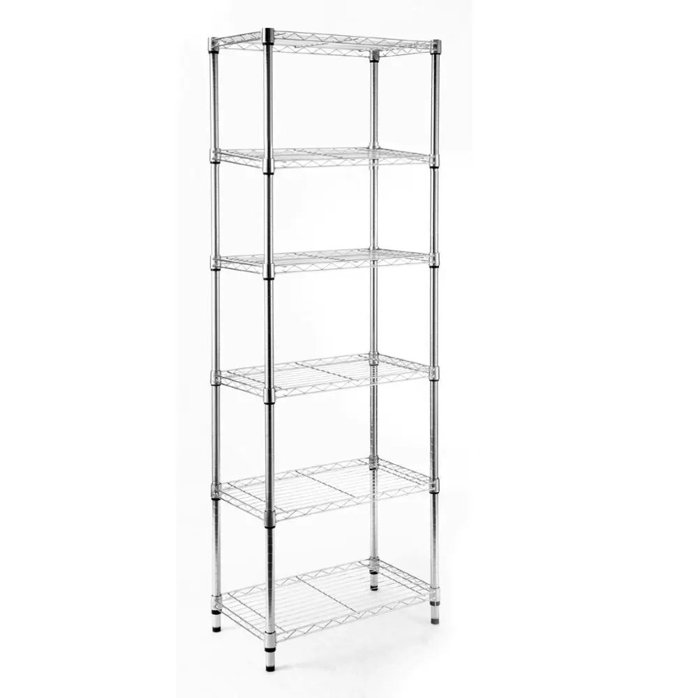 Spaceo Стеллаж сетчатый хром 60×180×35 см с 6 полками 87901982 STLM-1080442
