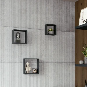 Полка настенная Spaceo 20x20 см/24x24 см/28x28 см МДФ цвет чёрный 3 шт