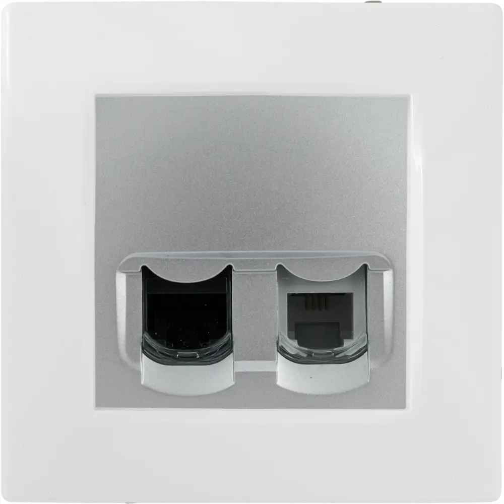 Телефонная/компьютерная розетка встраиваемая Legrand Etika RJ11/RJ45 UTP cat 5e цвет алюминий 82496552 STLM-2208379 - Вид №3