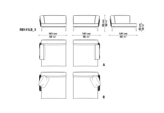 Ткань сад диван с полуостровом B&B Italia Outdoor смородина ARCH-00037375 - Вид №9