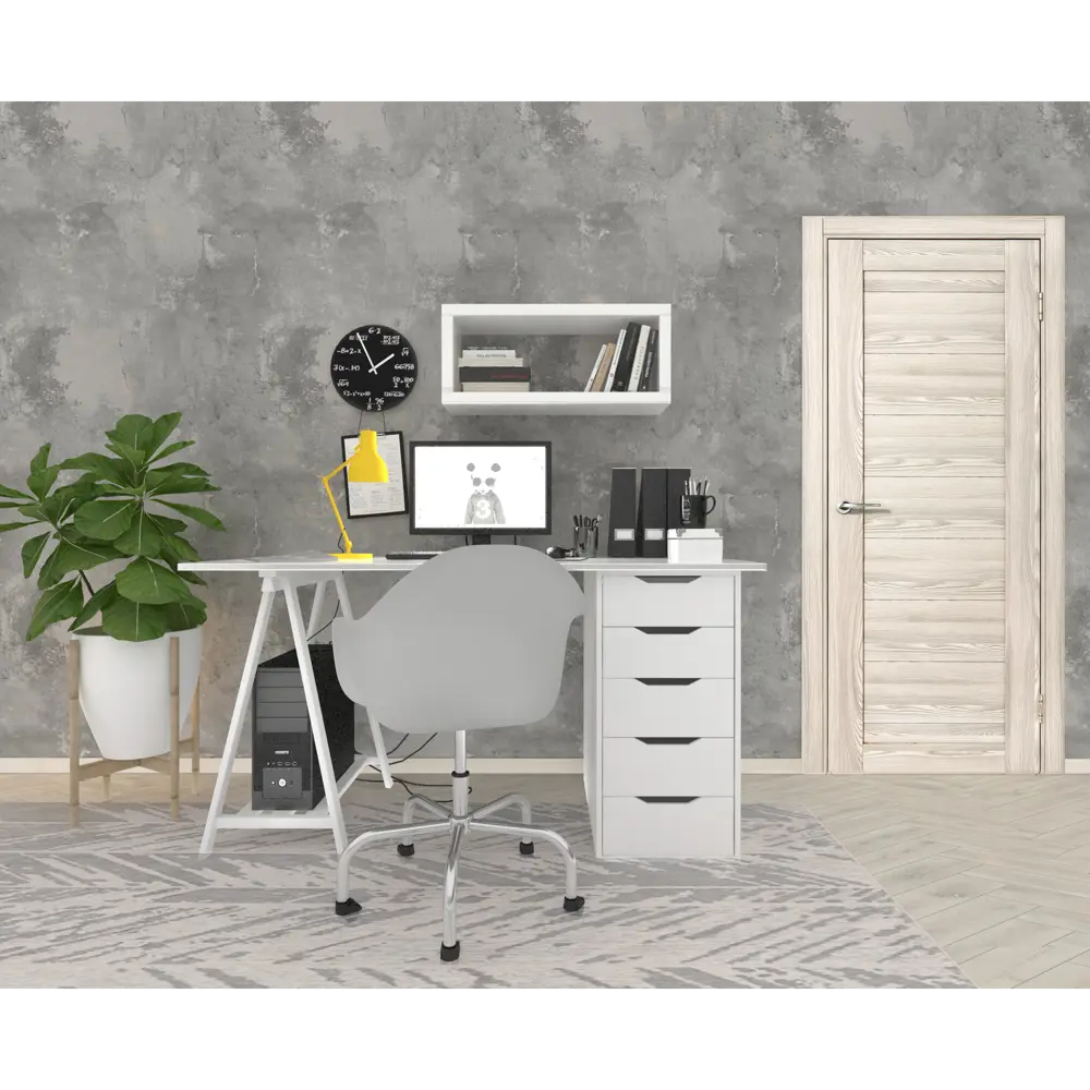 Комплект двери Верано глухая 60x200 см ПВХ цвет ривьера крем с добором 100 мм PORTIKA STLM-2084850 - Вид №1