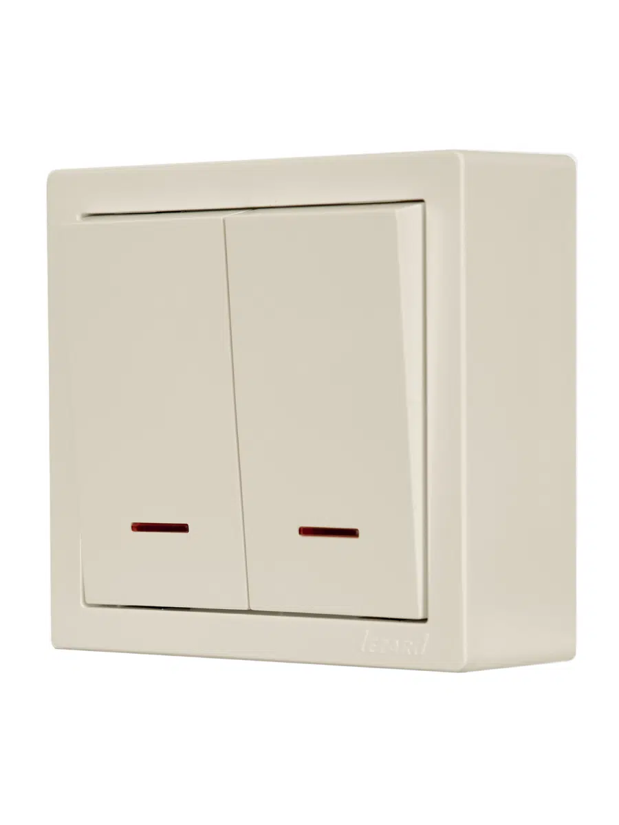 LETO Выключатель двойной с подсветкой крем LEZARD 752-0300-112 - Вид №3