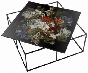 MOMENTI Низкий квадратный металлический журнальный столик The black attitude