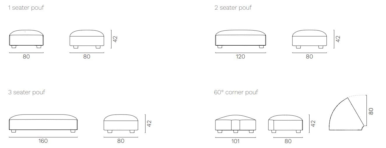 Прямоугольный пуф из ткани FREZZA Alplus Lounge ARCH-00032554 - Вид №2