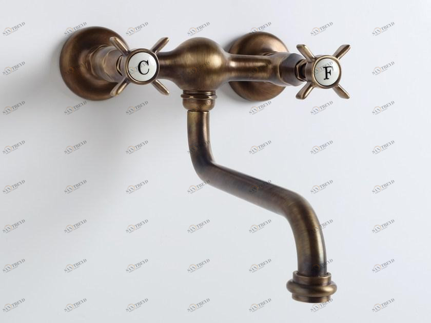 BLEU PROVENCE Смеситель для умывальника настенный из латуни на 2 отверстия Rubinetti per lavabo Rk01