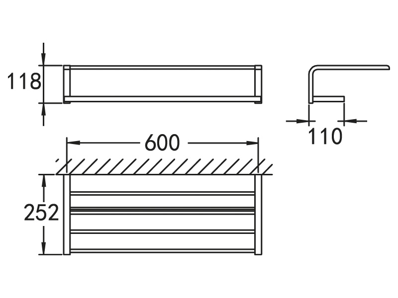 Полка для полотенец 600x252x118 мм ART&MAX ULTIMA AM-F-8925 - Вид №1